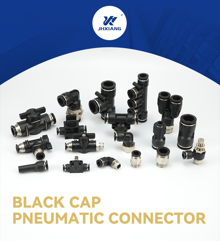 Blue Pneumatic Connector for Flexible Industrial Cylinder Joint Applications