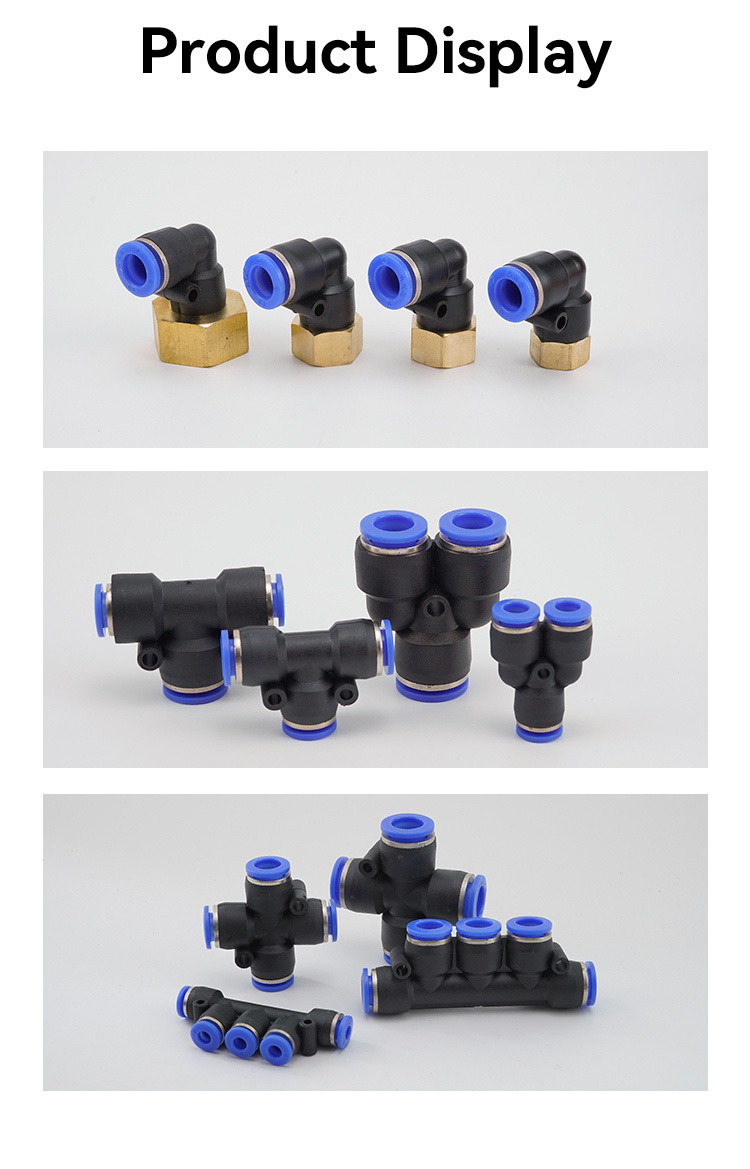 Blue Pneumatic Connector for Flexible Industrial Cylinder Joint Applications